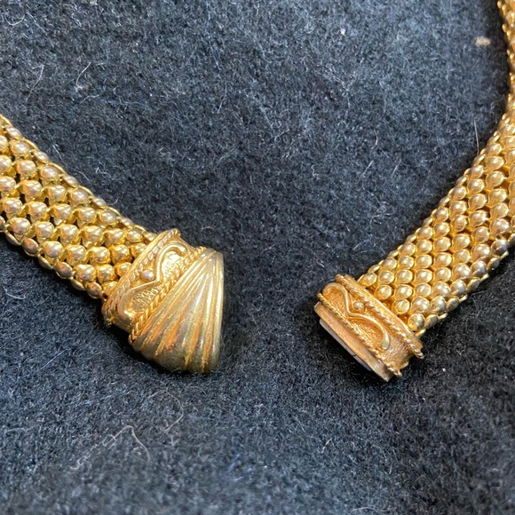 Vintage Etruscan Mesh Gold Plated Necklace - Picture 5 of 6